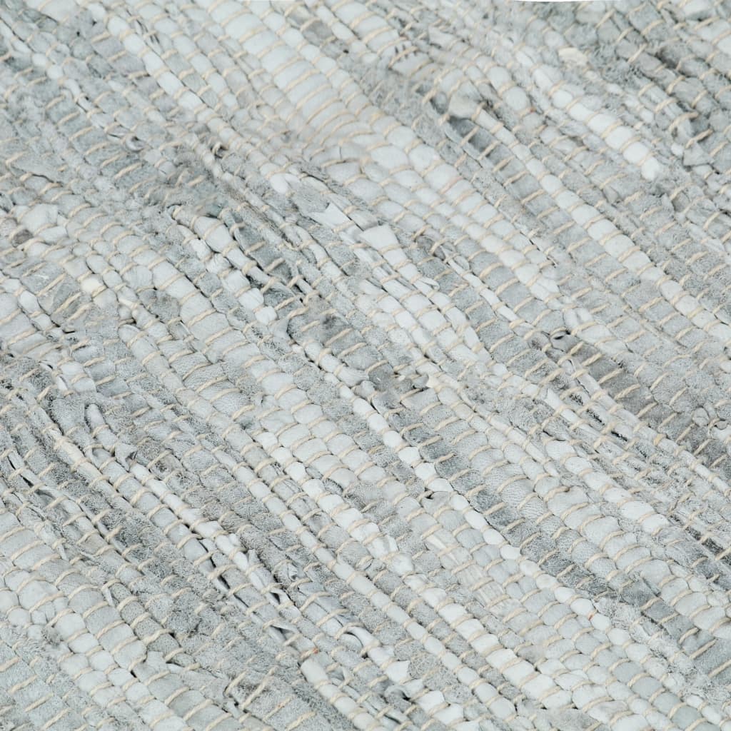 Handgewebter Chindi-Teppich Leder 190x280 cm Grau