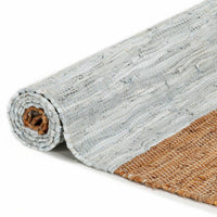 Thumbnail for Handgewebter Chindi-Teppich Leder 190x280cm Hellgrau Hellbraun