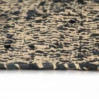 Thumbnail for Handgewebter Chindi-Teppich Leder Baumwolle 160x230cm Schwarz