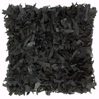 Thumbnail for Kissen 2 Stk. Hochflor Schwarz 45 x 45 cm Leder und Baumwolle