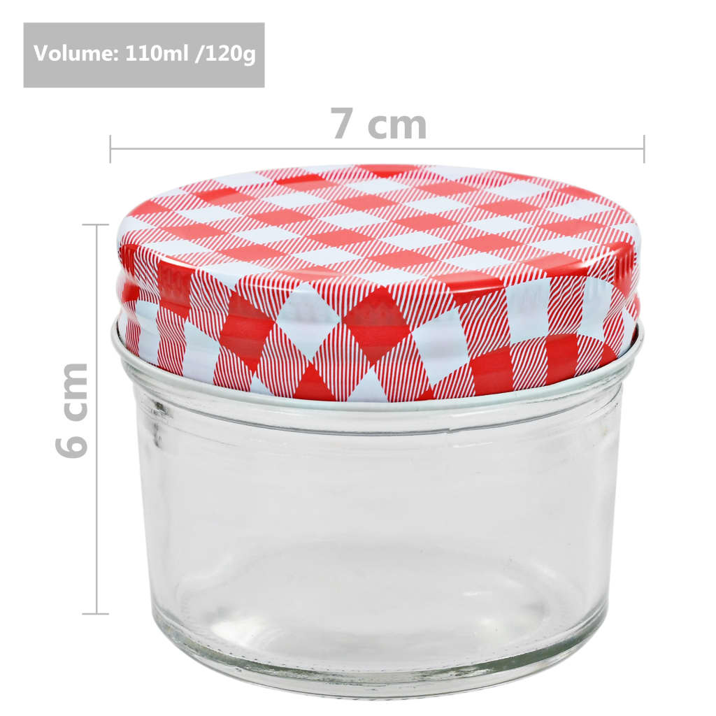 Marmeladengläser mit Weißen/Roten Deckeln 48 Stk. 110 ml