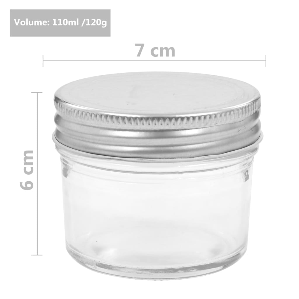Marmeladengläser mit Silbernen Deckeln 48 Stk. 110 ml