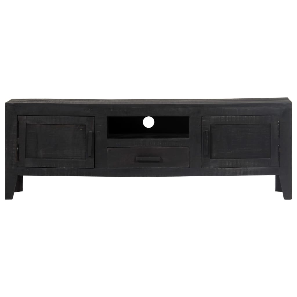 TV-Schrank Schwarz 118 x 30 x 40 cm Massivholz Mango