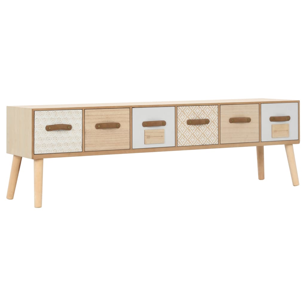 TV-Schrank mit 6 Schubladen 130×30×40 cm Massivholz Kiefer