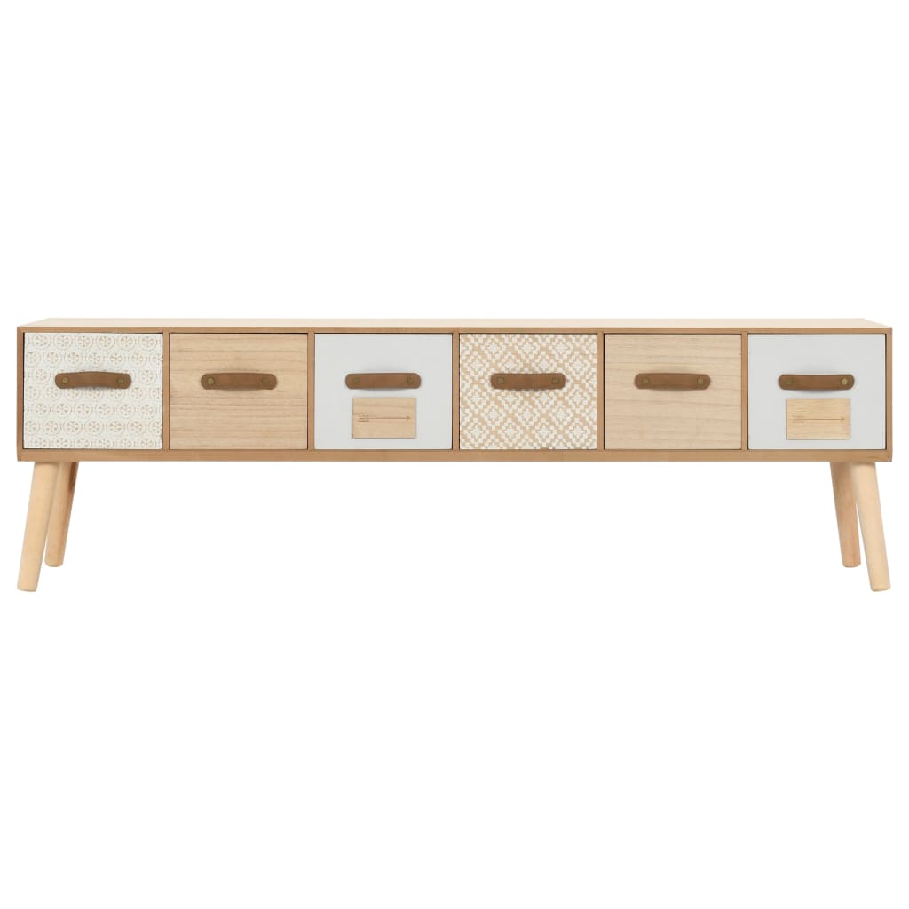 TV-Schrank mit 6 Schubladen 130×30×40 cm Massivholz Kiefer