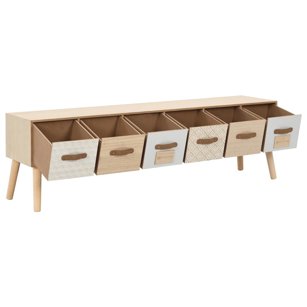 TV-Schrank mit 6 Schubladen 130×30×40 cm Massivholz Kiefer