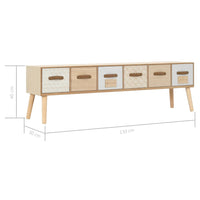 Thumbnail for TV-Schrank mit 6 Schubladen 130×30×40 cm Massivholz Kiefer