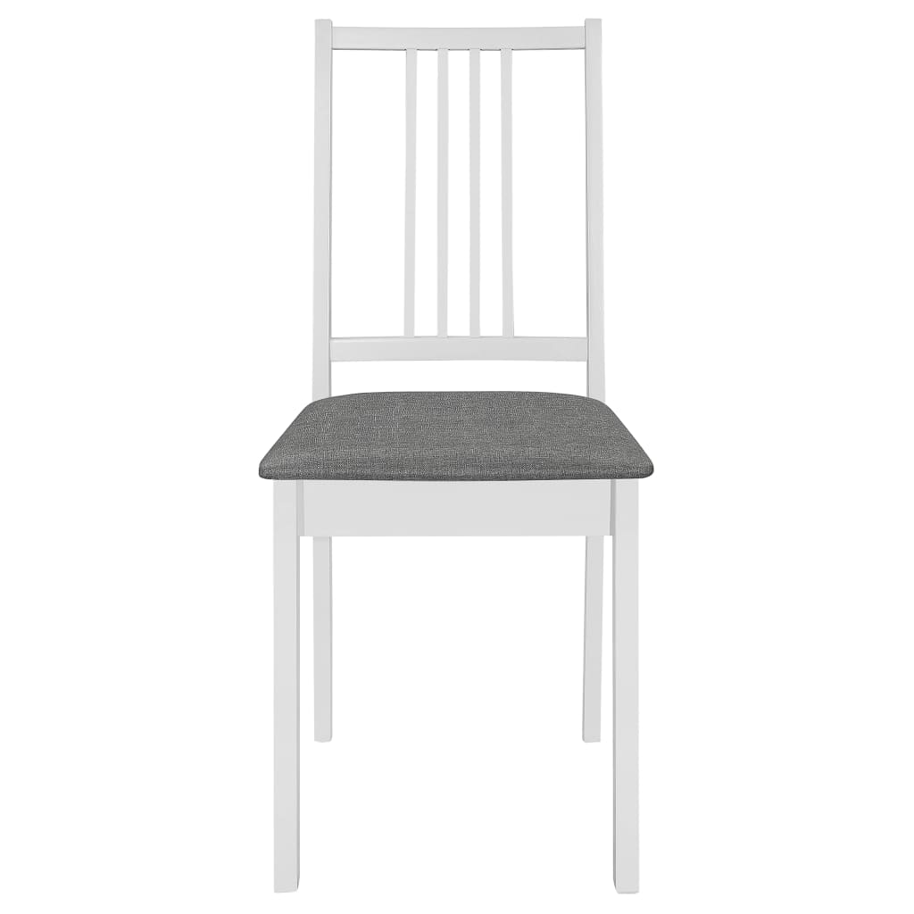 Esszimmerstühle mit Polstern 2 Stk. Weiß Massivholz