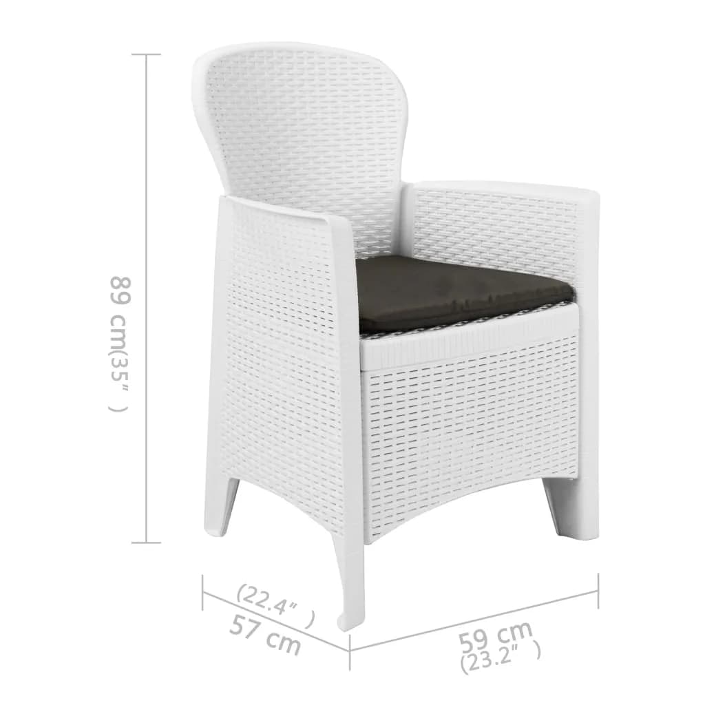 5-tlg. Garten-Essgruppe Kunststoff Weiß Rattan-Optik