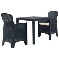 Thumbnail for 3-tlg. Bistro-Set Kunststoff Anthrazit Rattan-Optik