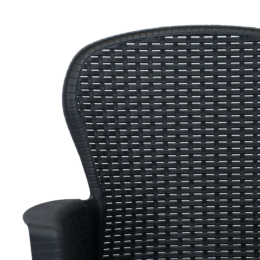 3-tlg. Bistro-Set Kunststoff Anthrazit Rattan-Optik