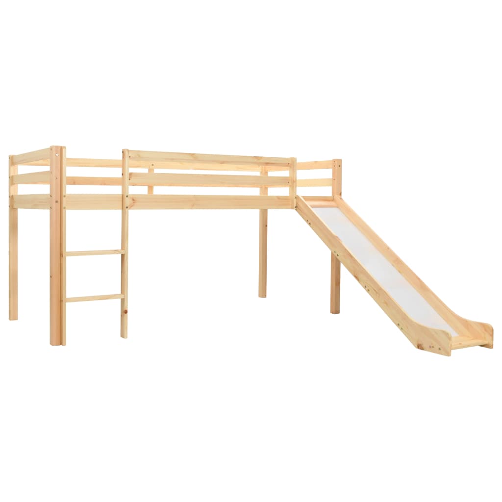Kinderhochbett-Rahmen mit Rutsche &amp; Leiter Kiefernholz 97x208cm