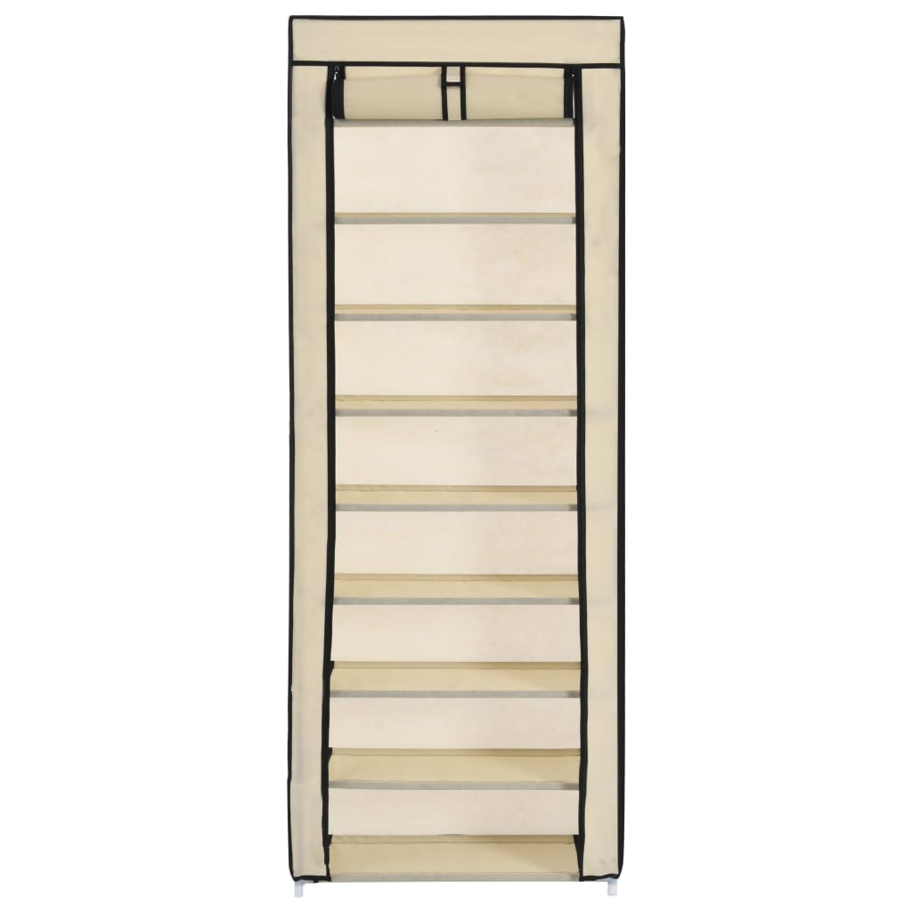 Schuhschrank mit Abdeckung Cremeweiß 57 x 29 x 162 cm Stoff
