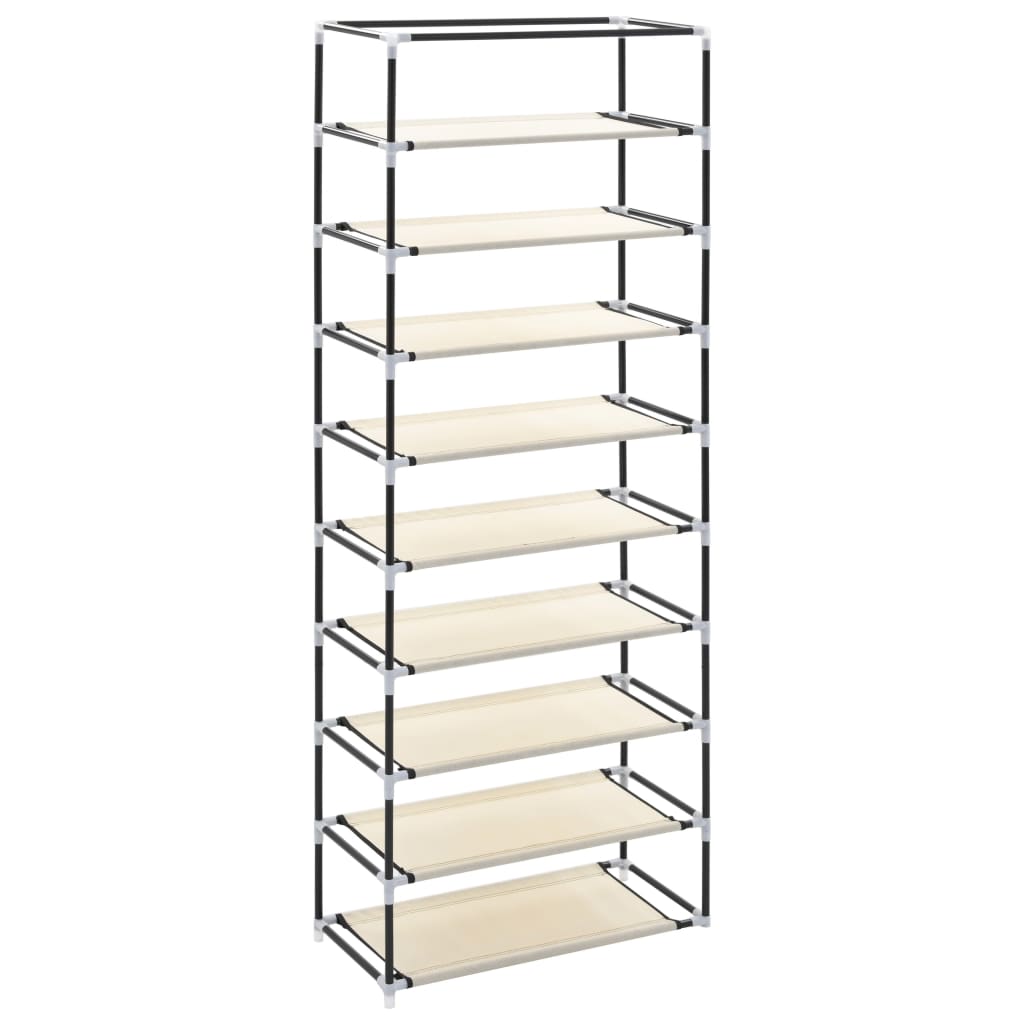 Schuhschrank mit Abdeckung Cremeweiß 57 x 29 x 162 cm Stoff