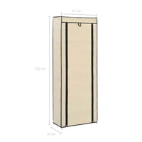 Thumbnail for Schuhschrank mit Abdeckung Cremeweiß 57 x 29 x 162 cm Stoff