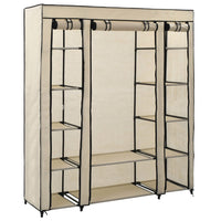 Thumbnail for Stoffschrank mit Fächern Kleiderstangen Creme 150x45x176cm