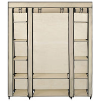 Thumbnail for Stoffschrank mit Fächern Kleiderstangen Creme 150x45x176cm