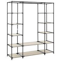 Thumbnail for Stoffschrank mit Fächern Kleiderstangen Creme 150x45x176cm