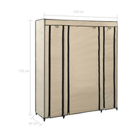 Thumbnail for Stoffschrank mit Fächern Kleiderstangen Creme 150x45x176cm