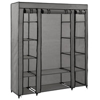 Thumbnail for Stoffschrank mit Fächern Kleiderstangen Grau 150x45x176cm