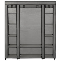 Thumbnail for Stoffschrank mit Fächern Kleiderstangen Grau 150x45x176cm