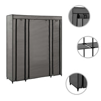 Thumbnail for Stoffschrank mit Fächern Kleiderstangen Grau 150x45x176cm