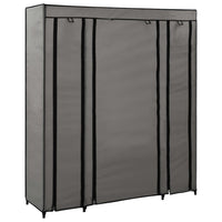 Thumbnail for Stoffschrank mit Fächern Kleiderstangen Grau 150x45x176cm