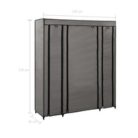 Thumbnail for Stoffschrank mit Fächern Kleiderstangen Grau 150x45x176cm