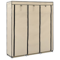 Thumbnail for Kleiderschrank mit Fächern und Stangen Creme 150x45x175cm Stoff