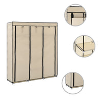 Thumbnail for Kleiderschrank mit Fächern und Stangen Creme 150x45x175cm Stoff