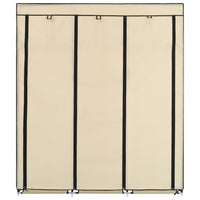 Thumbnail for Kleiderschrank mit Fächern und Stangen Creme 150x45x175cm Stoff