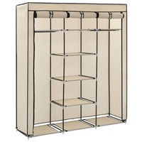 Thumbnail for Kleiderschrank mit Fächern und Stangen Creme 150x45x175cm Stoff