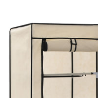 Thumbnail for Kleiderschrank mit Fächern und Stangen Creme 150x45x175cm Stoff