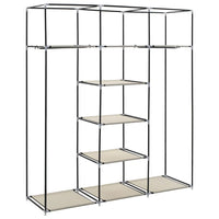 Thumbnail for Kleiderschrank mit Fächern und Stangen Creme 150x45x175cm Stoff