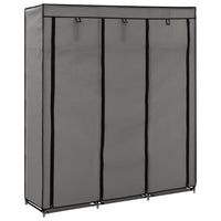 Thumbnail for Kleiderschrank mit Fächern und Stangen Grau 150x45x175cm Stoff