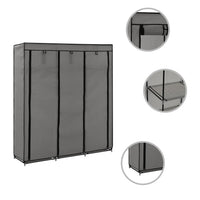 Thumbnail for Kleiderschrank mit Fächern und Stangen Grau 150x45x175cm Stoff