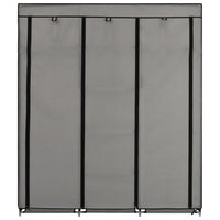 Thumbnail for Kleiderschrank mit Fächern und Stangen Grau 150x45x175cm Stoff