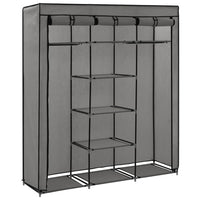 Thumbnail for Kleiderschrank mit Fächern und Stangen Grau 150x45x175cm Stoff