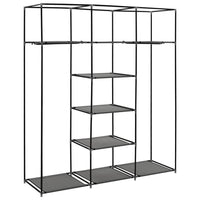 Thumbnail for Kleiderschrank mit Fächern und Stangen Grau 150x45x175cm Stoff