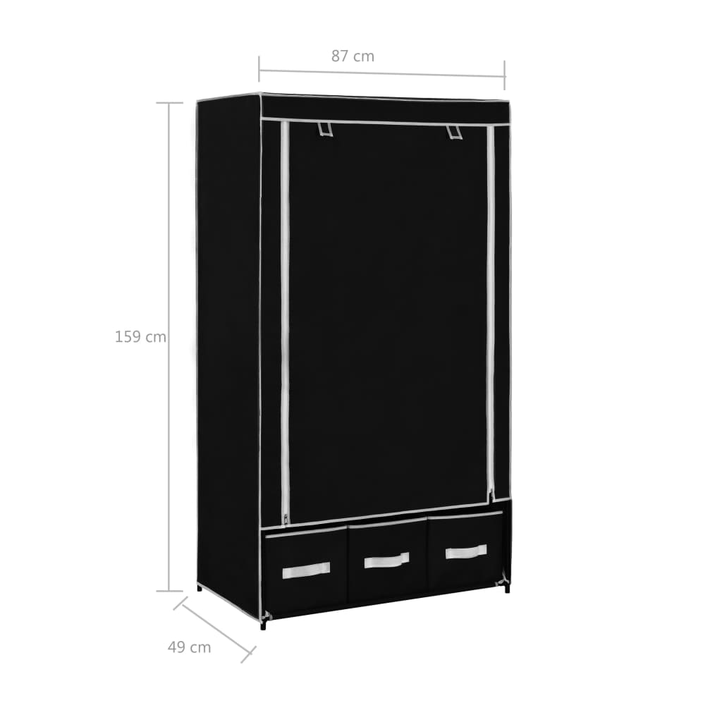 Kleiderschrank Schwarz 87 x 49 x 159 cm Stoff