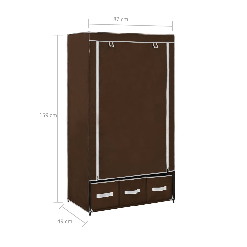 Kleiderschrank Braun 87 x 49 x 159 cm Stoff