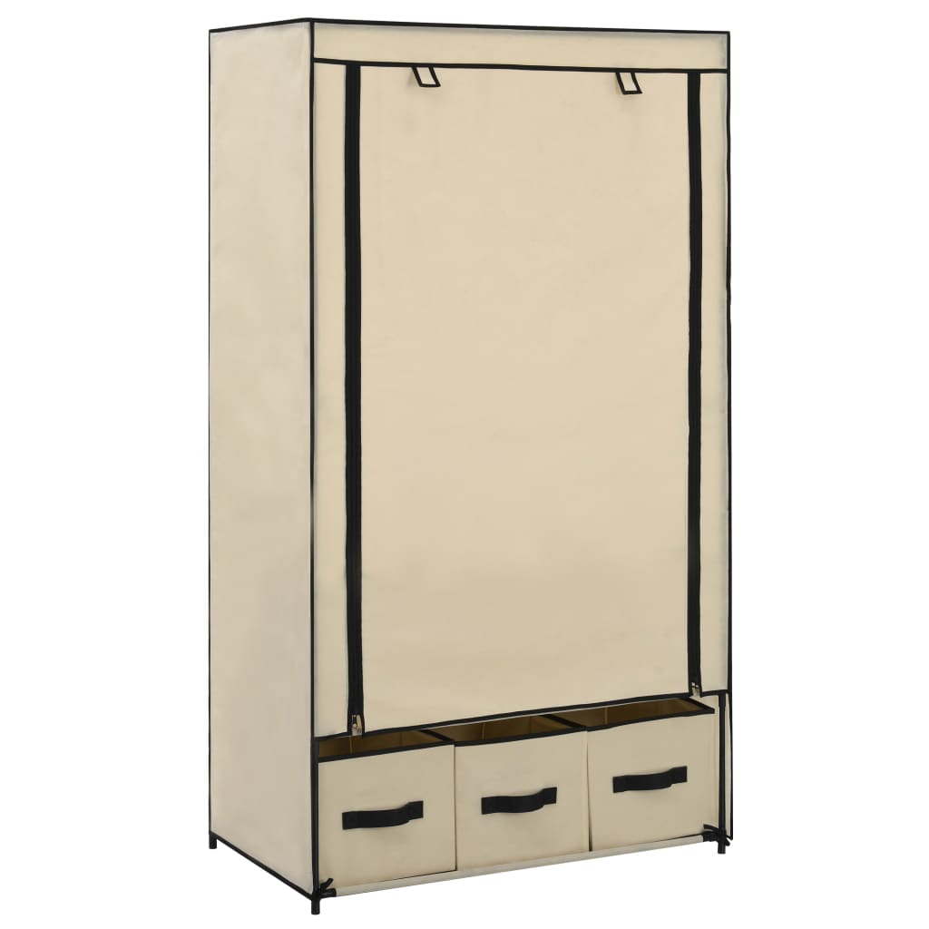 Kleiderschrank Creme 87 x 49 x 159 cm Stoff