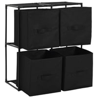 Thumbnail for Lagerschrank mit 4 Stoffkörben Schwarz 63×30×71 cm Stahl