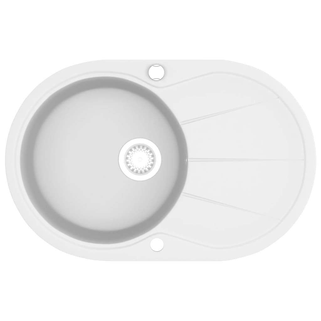 Granitspüle Einzelbecken Oval Weiß