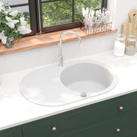 Thumbnail for Granitspüle Einzelbecken Oval Weiß
