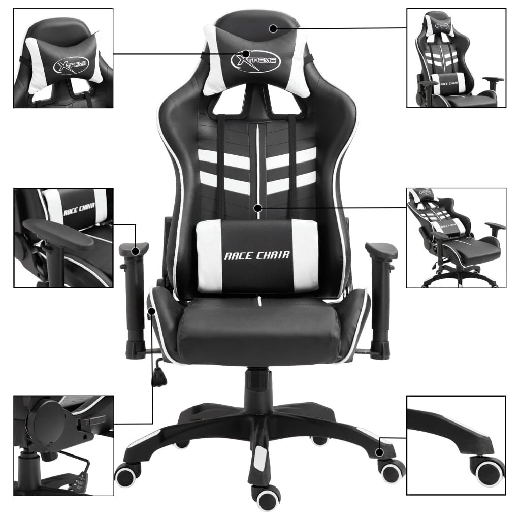 Gaming-Stuhl Weiß Kunstleder