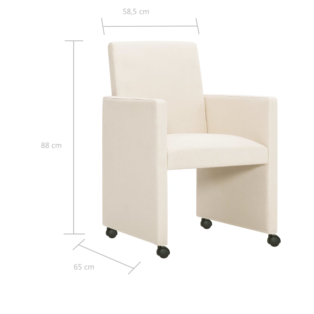 Esszimmerstühle 2 Stk. Creme Stoff