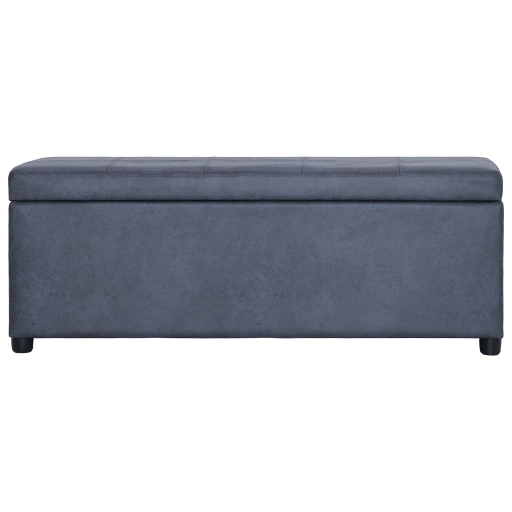 Bank mit Staufach 116 cm Grau Wildleder-Optik