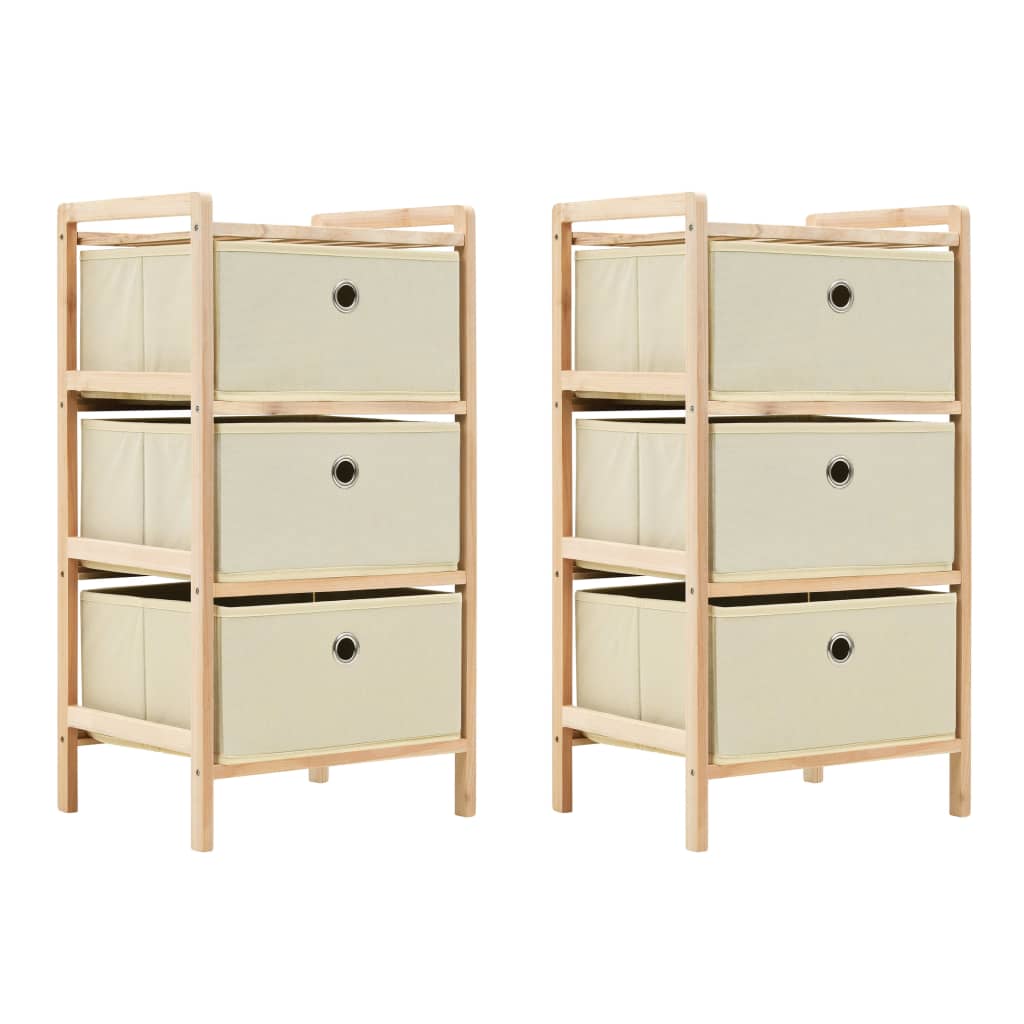Aufbewahrungsregale mit 3 Stoffkörben 2 Stk. Beige Zedernholz