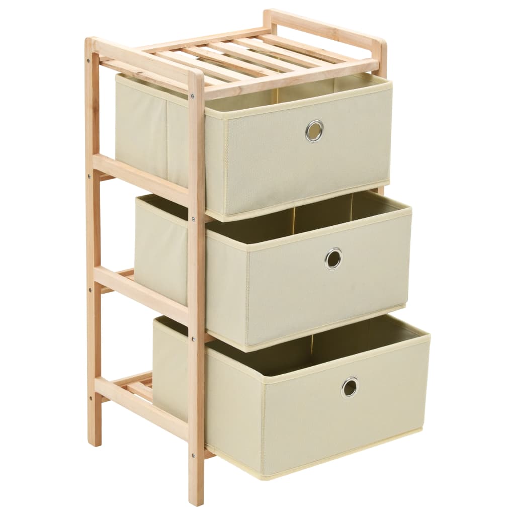 Aufbewahrungsregale mit 3 Stoffkörben 2 Stk. Beige Zedernholz